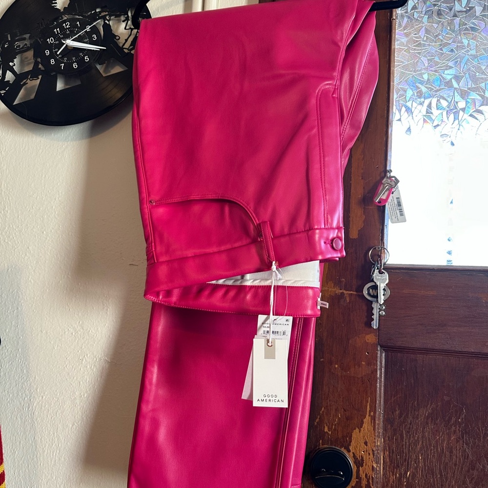 Good American Hot Pink Pleather Pants